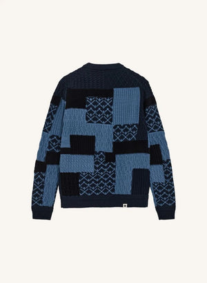 Anerkjendt - Aksvend Patchwork Recycelte Fleece-Jacke | Dunkelblau