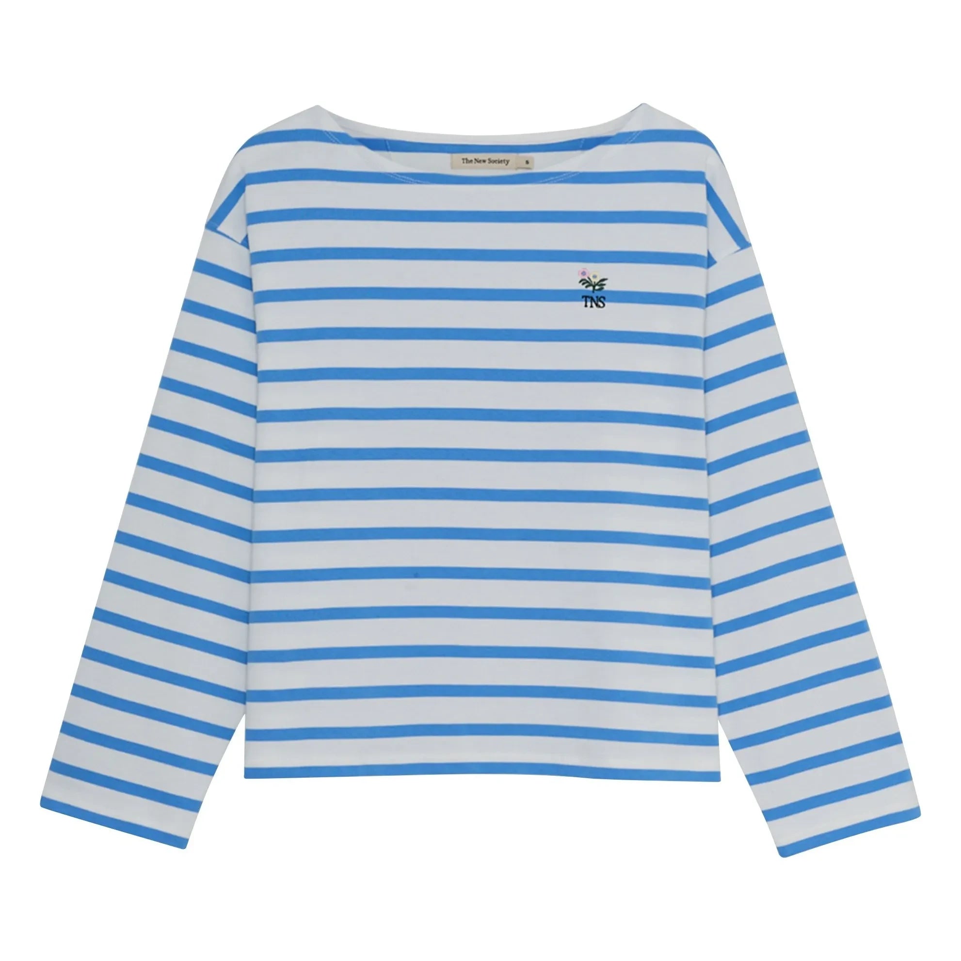 the new society - Burnet Gestreiftes Baumwoll-T-Shirt | Blau