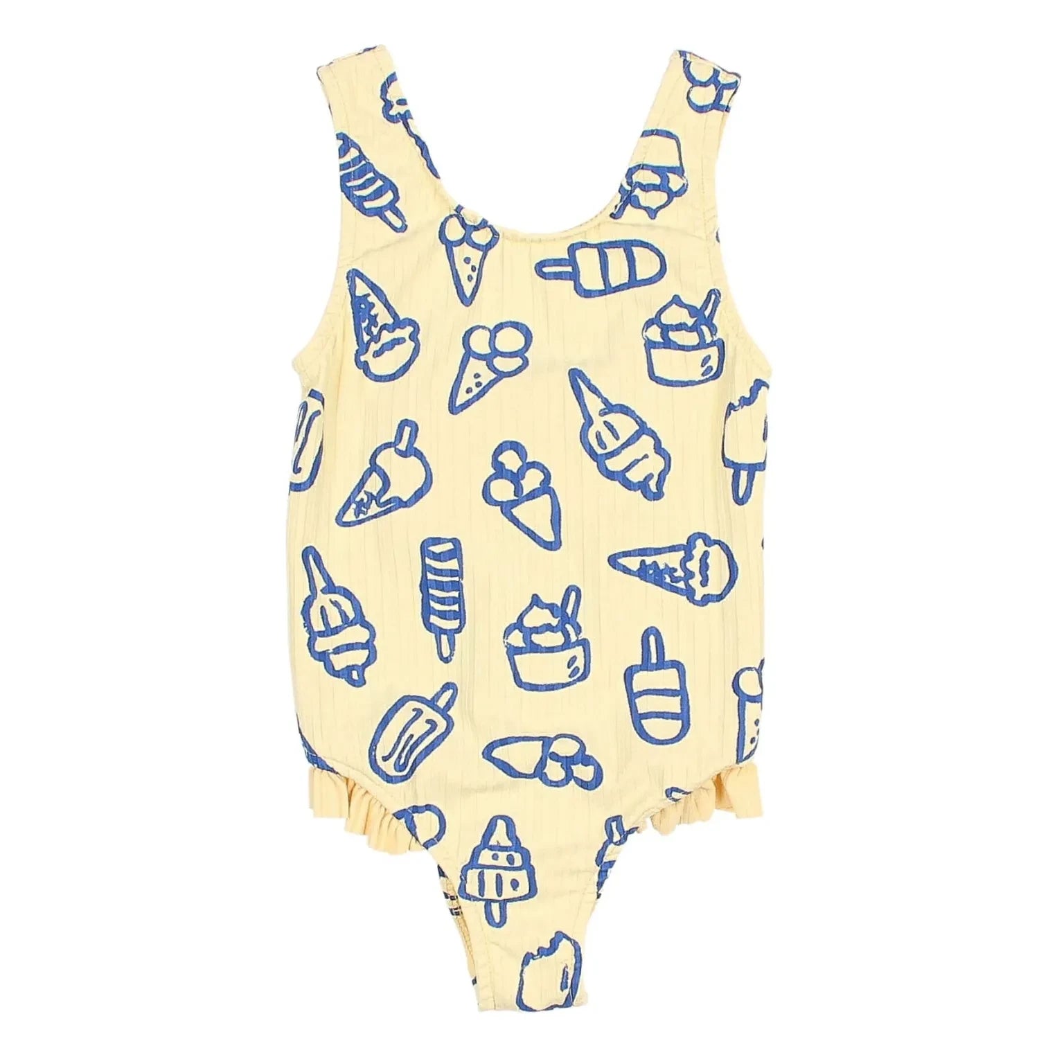 Búho - Glaces Geripptes Baby-Badeanzug | Gelb