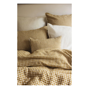 Gabrielle Paris - Gingham Gewaschener Leinen-Bettbezug | Currygelb