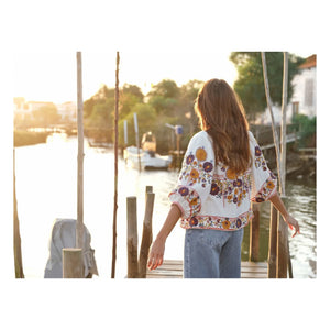 M.A.B.E. - Greta Jacke mit Baumwollstickerei | Orange