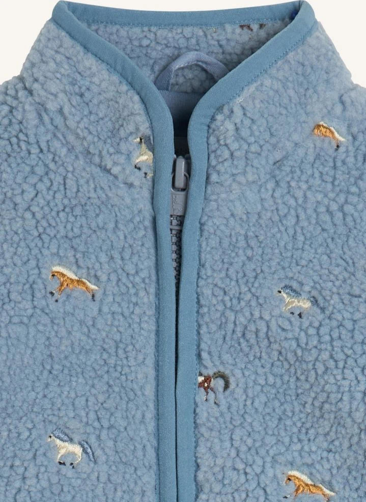 Stella McCartney Kids - Sherpa-Jacke mit Pferdemotiv | Hellblau