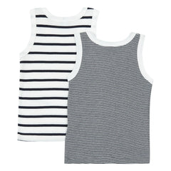 Petit Bateau – 2er Pack Gestreifte Bio-Baumwoll-Unterhemden | Blau