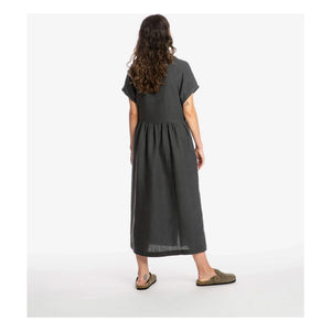 Matona – Leinen Mi-Long Hemdblusenkleid | Schwarz