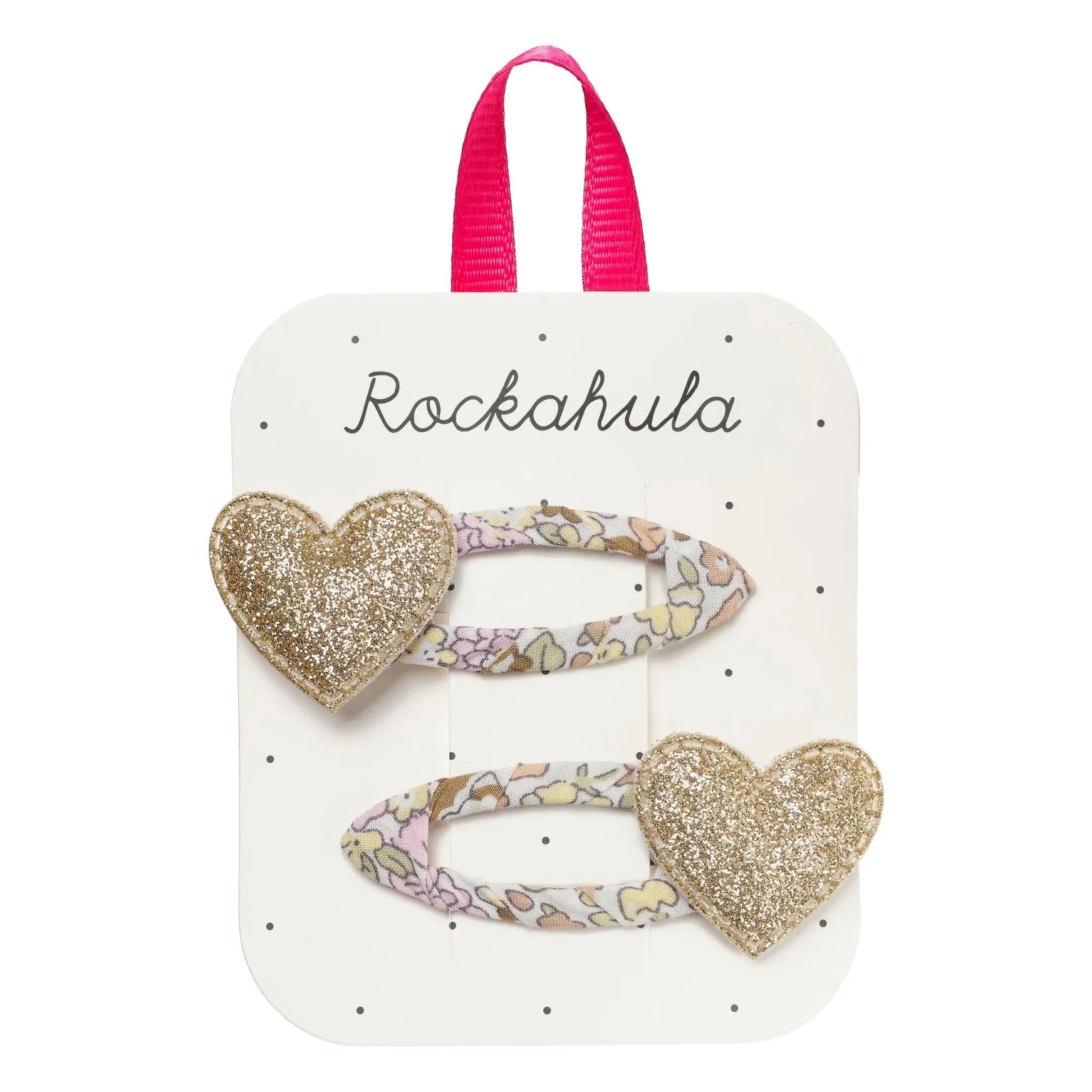 Rockahula Kids - 2er-Set Blumen-Herz-Haarspangen | Gold