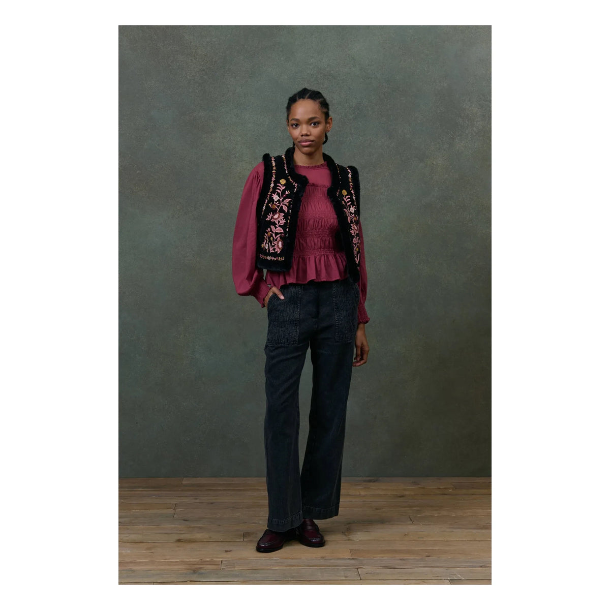 Louise Misha - Renée Velours Çift Taraflı Kolsuz Ceket - Kadın Koleksiyonu | Siyah