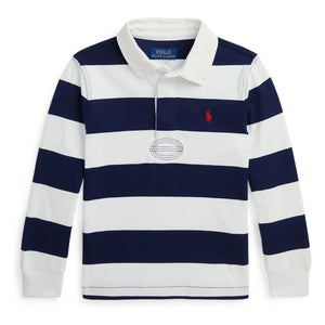Ralph Lauren - Langarm Rugby gestreiftes Polohemd | Marineblau