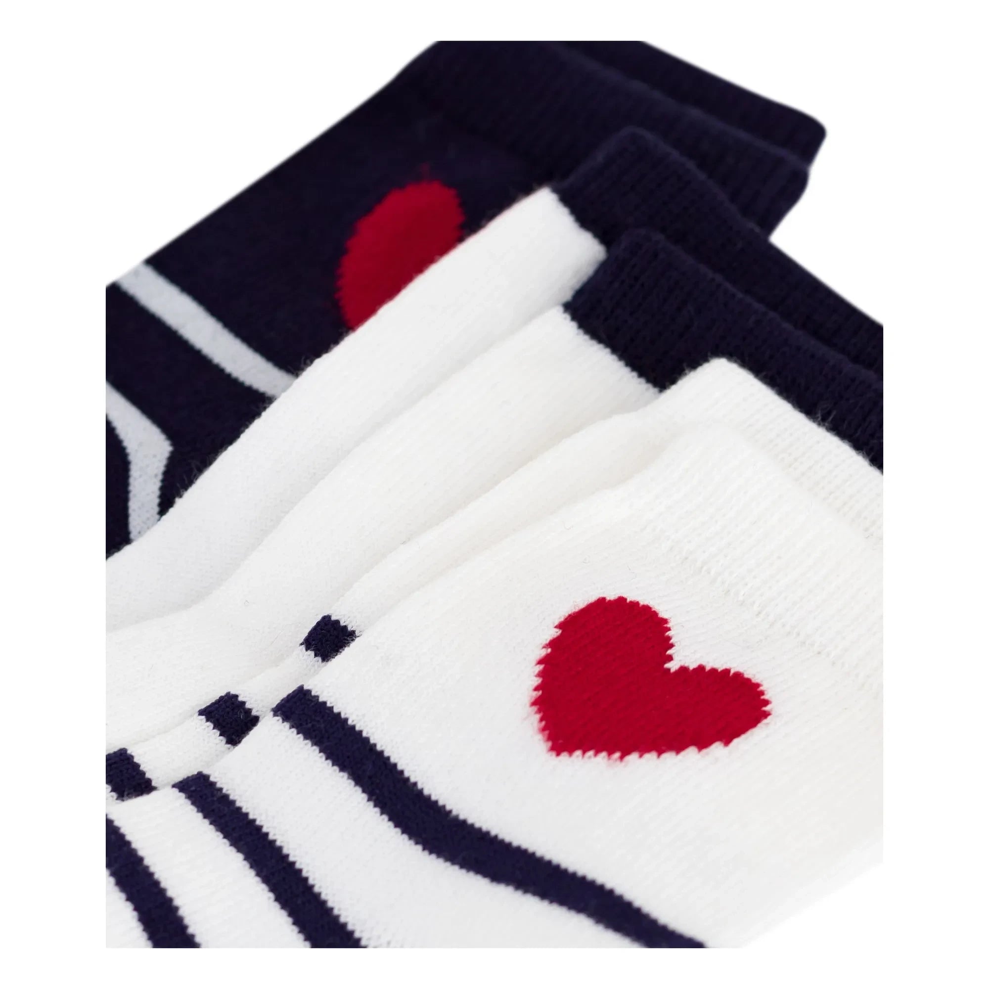 Petit Bateau - Gestreifte Herz-Socken im 3er-Pack | Weiß