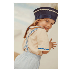 THE LiTTLE POETS - Florbela Carreaux Claudine Bluse mit besticktem Kragen | Blassgelb