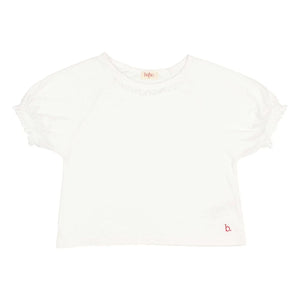 Búho - Bio-Baumwoll-T-Shirt mit Spitze | Weiß