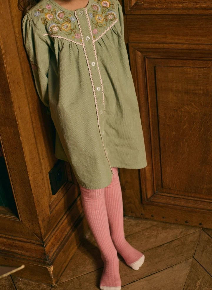 Louise Misha - Floriane Feines Samtkleid | Mandelgrün