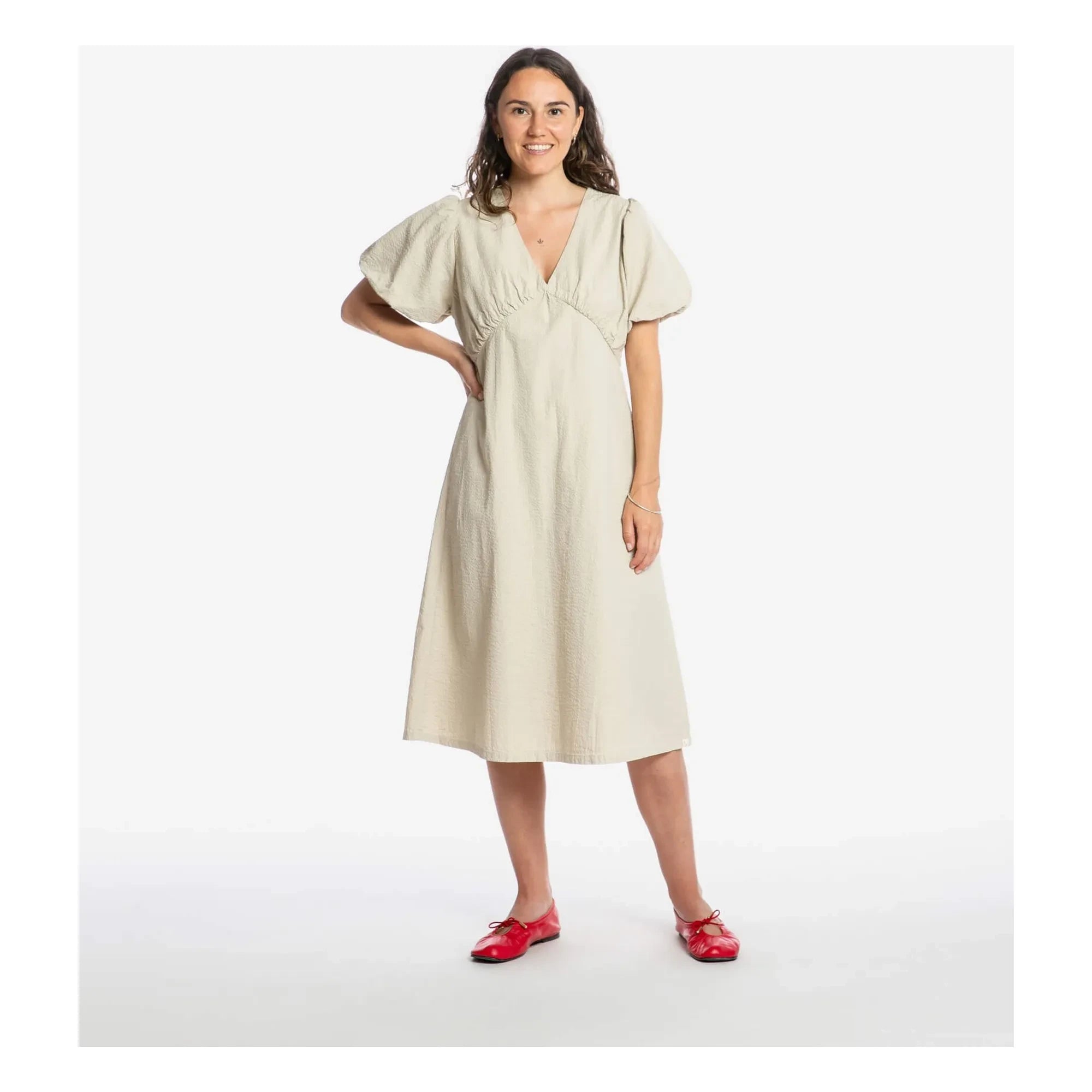 Matona - Midilanges Kleid aus Bio-Baumwolle | Sand