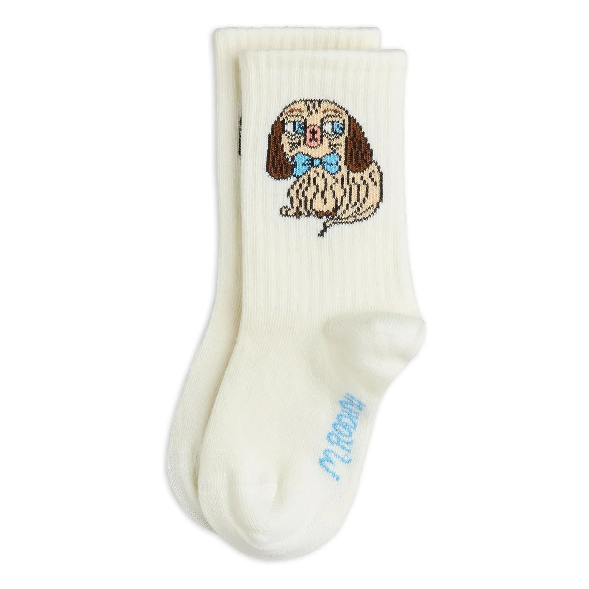 Mini Rodini - Bio-Baumwollsocken mit Hunde-Print | Ecru