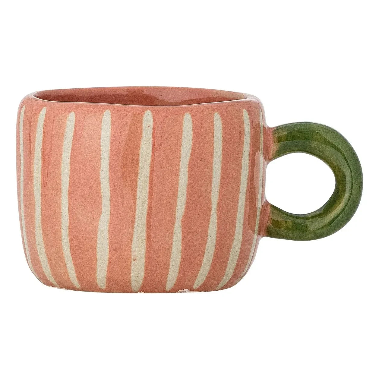 Bloomingville - Nini gestreifte Steinzeug-Tasse | Rosa