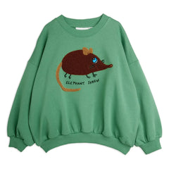 Mini Rodini - Fil Detaylı Nakışlı Organik Pamuklu Sweatshirt | Yeşil