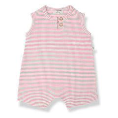 1+ in the family - Gestreifter Vendrell Ripp-Strampler | Puder