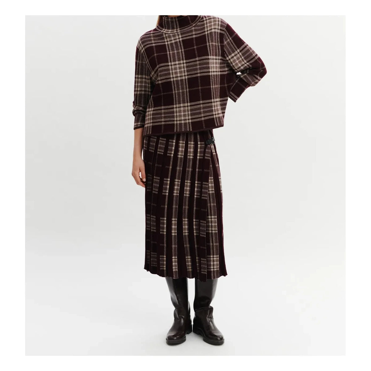 Bompard - Faltenrock im Kiltstil aus Wolle mit Karomuster | Garnet