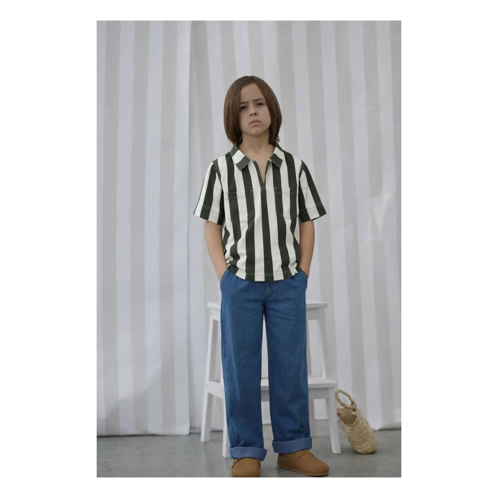 Lililotte - Carl Gestreiftes Hemd aus Bio-Baumwolle | Ecru