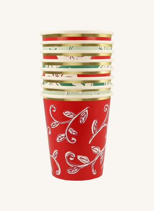 Meri Meri - Blockdruck Weihnachtsbecher - 8er Set