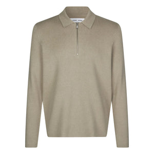 Samsoe Samsoe - Guna Langarm-Polohemd mit halbem Reißverschluss | Beige