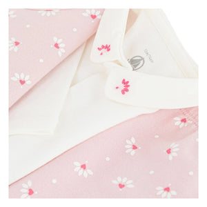 Petit Bateau - Set aus Bio-Baumwoll-Cardigan, Hose und Body mit Blumenmuster | Rosa