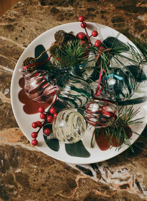 Broste Copenhagen - Glas gewundene Weihnachtsdekorationen - 3er Set | Weiß