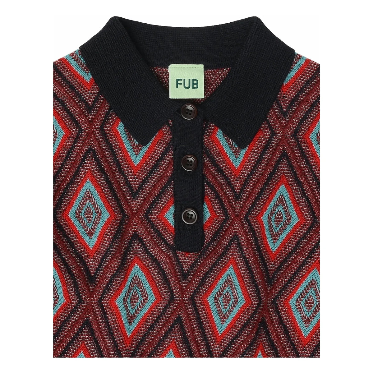 FUB - Harlequin Merino-Woll-Poloshirt | Marineblau
