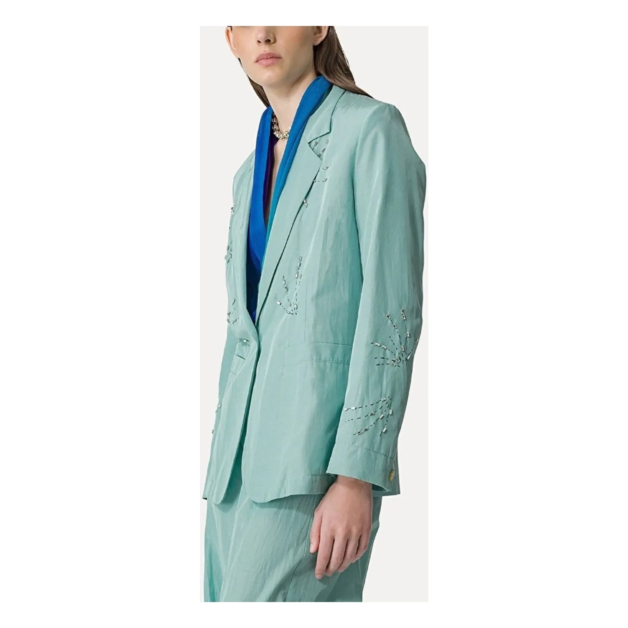 Forte Forte - Taftjacke mit Karree-Schnitt und Stickerei | Aqua