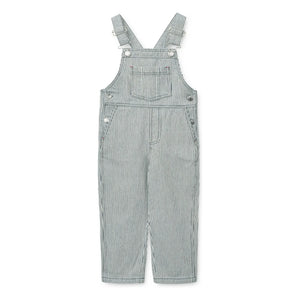 Liewood – Delani Gestreifter Jeans-Strampler | Marineblau