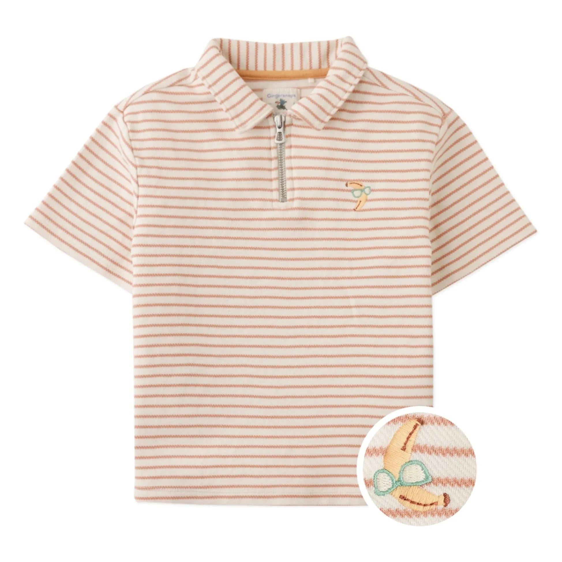 Gingersnaps - Polo Bruno Gestreifter Twill | Ecru