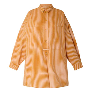 Sessùn - Fontella Gestreiftes Baumwollkleid | Orange