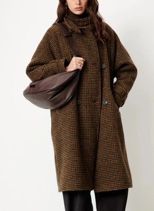 Sessùn - Bleechecks Wollmantel | Taupe-Braun