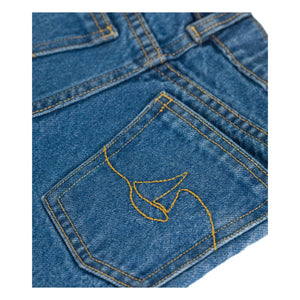 Petit Bateau - Bio-Baumwolle Bestickte Tasche Jeans | Denim Blau