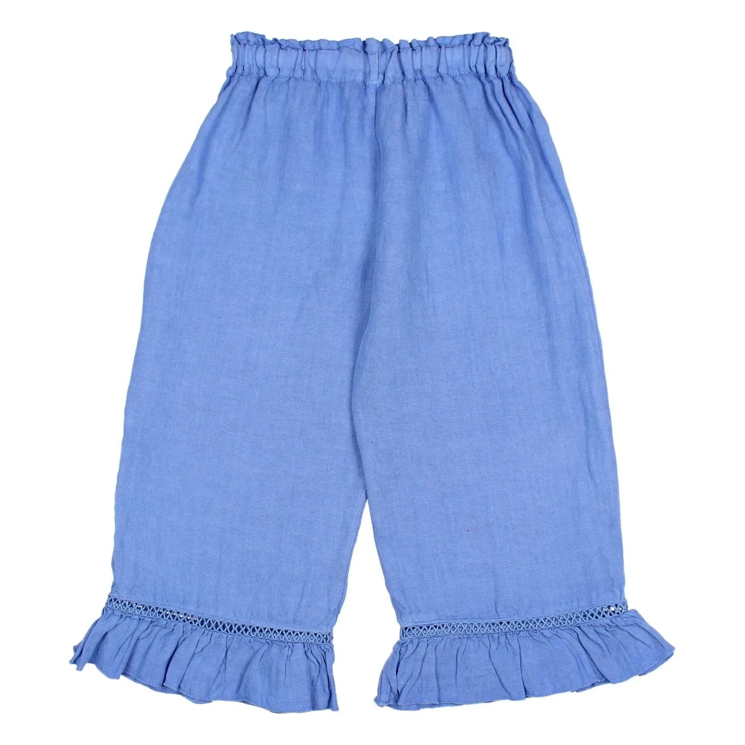 Búho – Leinenhose mit Rüschen | Hellblau