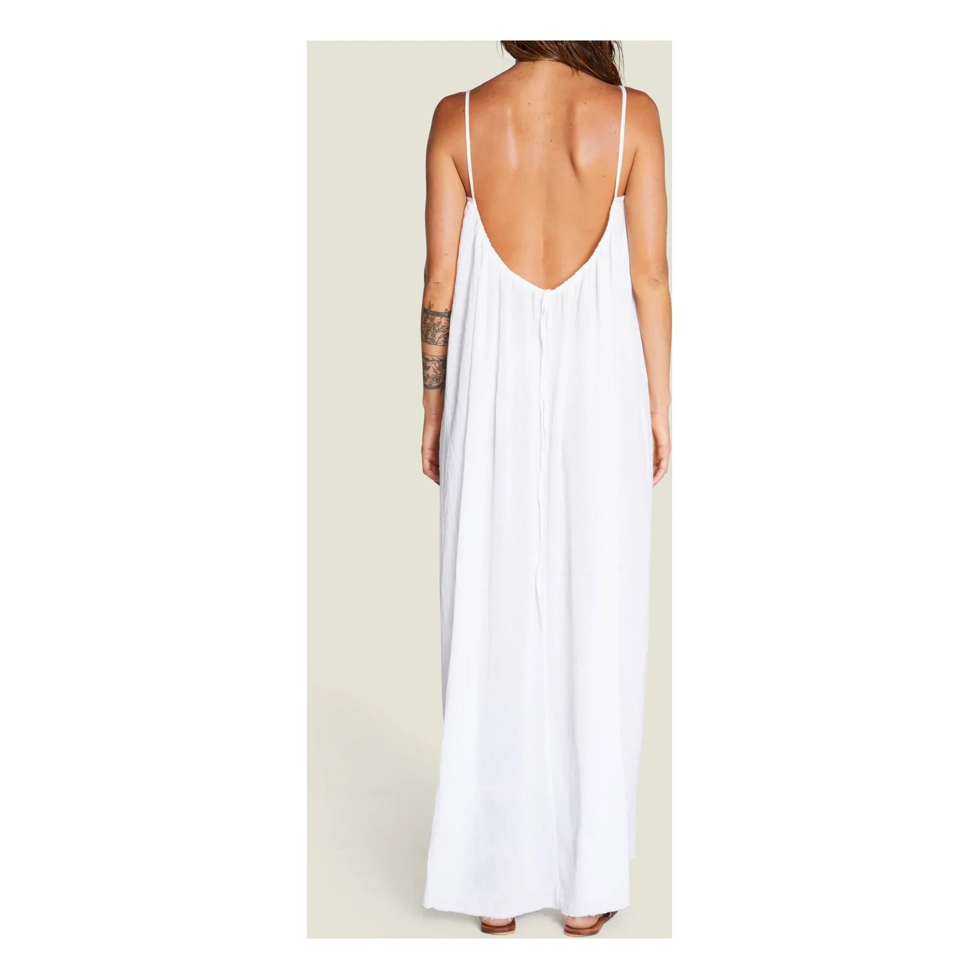 Maison Saint Julien - Palm Beach Musselin-Baumwollkleid | Ecru