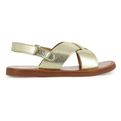 Pom d'Api - Plagette Gekreuzte Metallic-Sandalen | Gold
