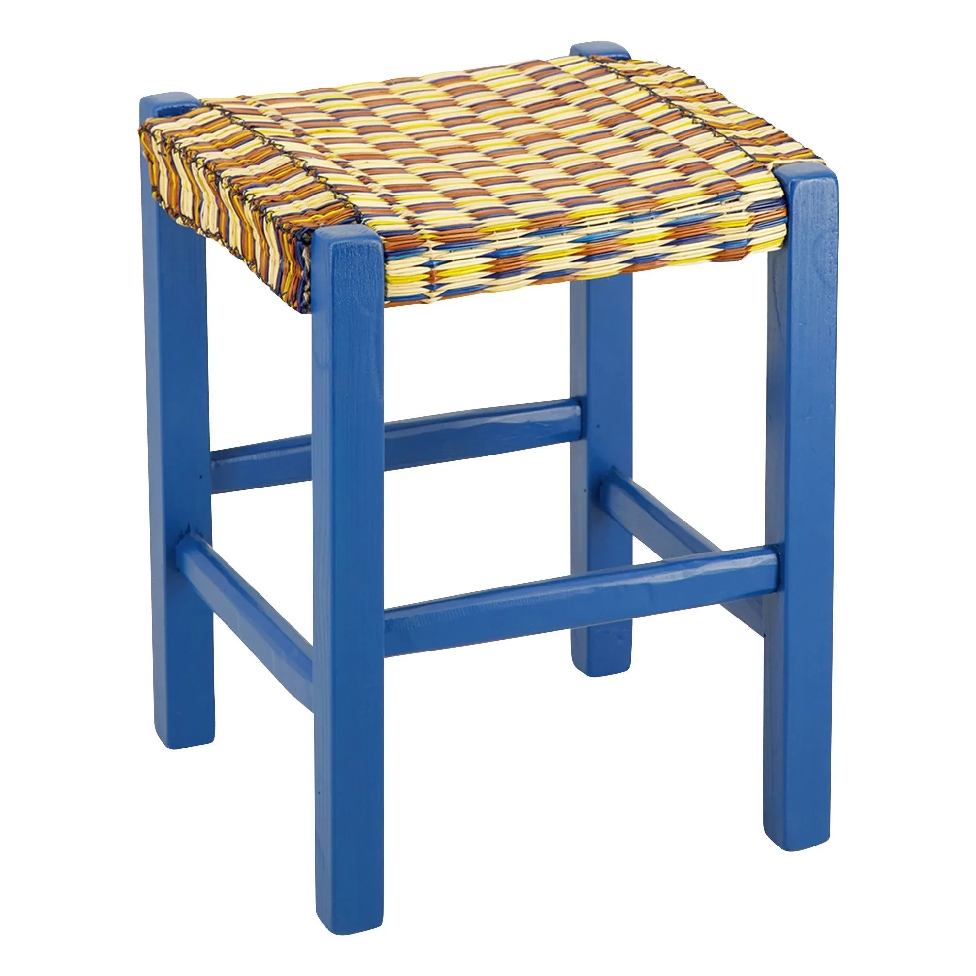 House of Capricorn - Coruche handgeflochtener Hocker | Blau