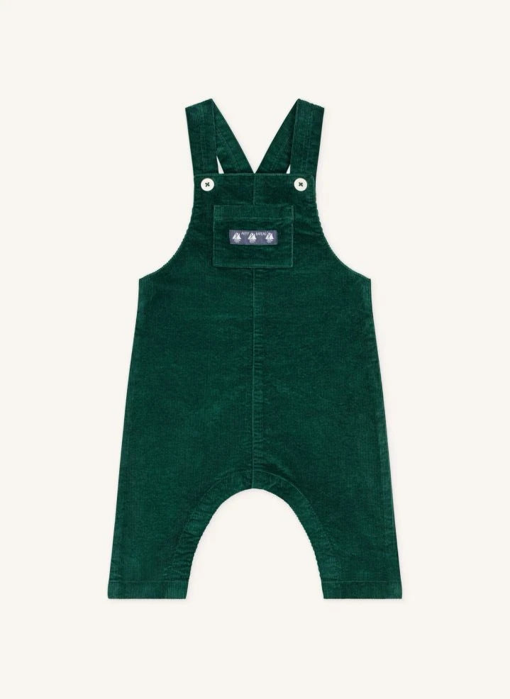 Petit Bateau - Latzhose aus Bio-Baumwoll-Cord | Chromgrün