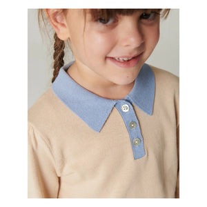 Copenhagen Colors - Organische Baumwollbestickte Polo-Kragen Pullover | Beige