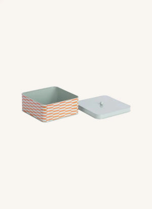 Present Time - Salerno-Muster Metall-Aufbewahrungsbox | Türkis