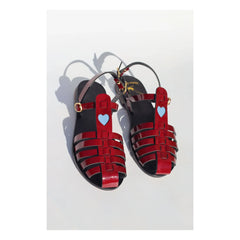 Mama Praïa - Fischer Sandalen mit Glitzerherz | Bordeaux