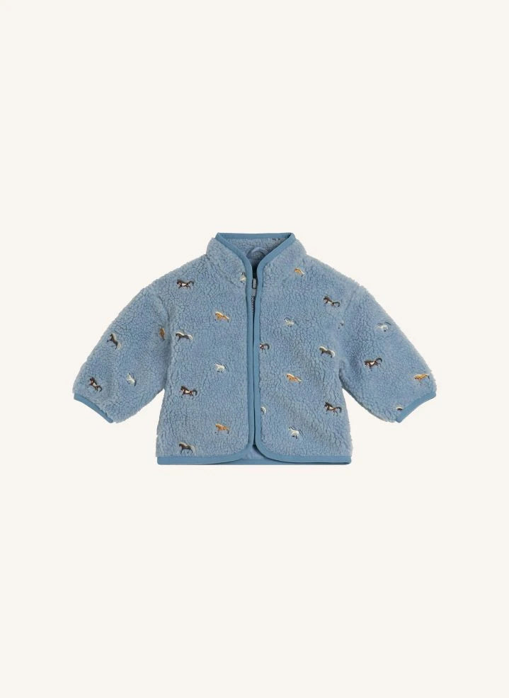 Stella McCartney Kids - Sherpa-Jacke mit Pferdemotiv | Hellblau