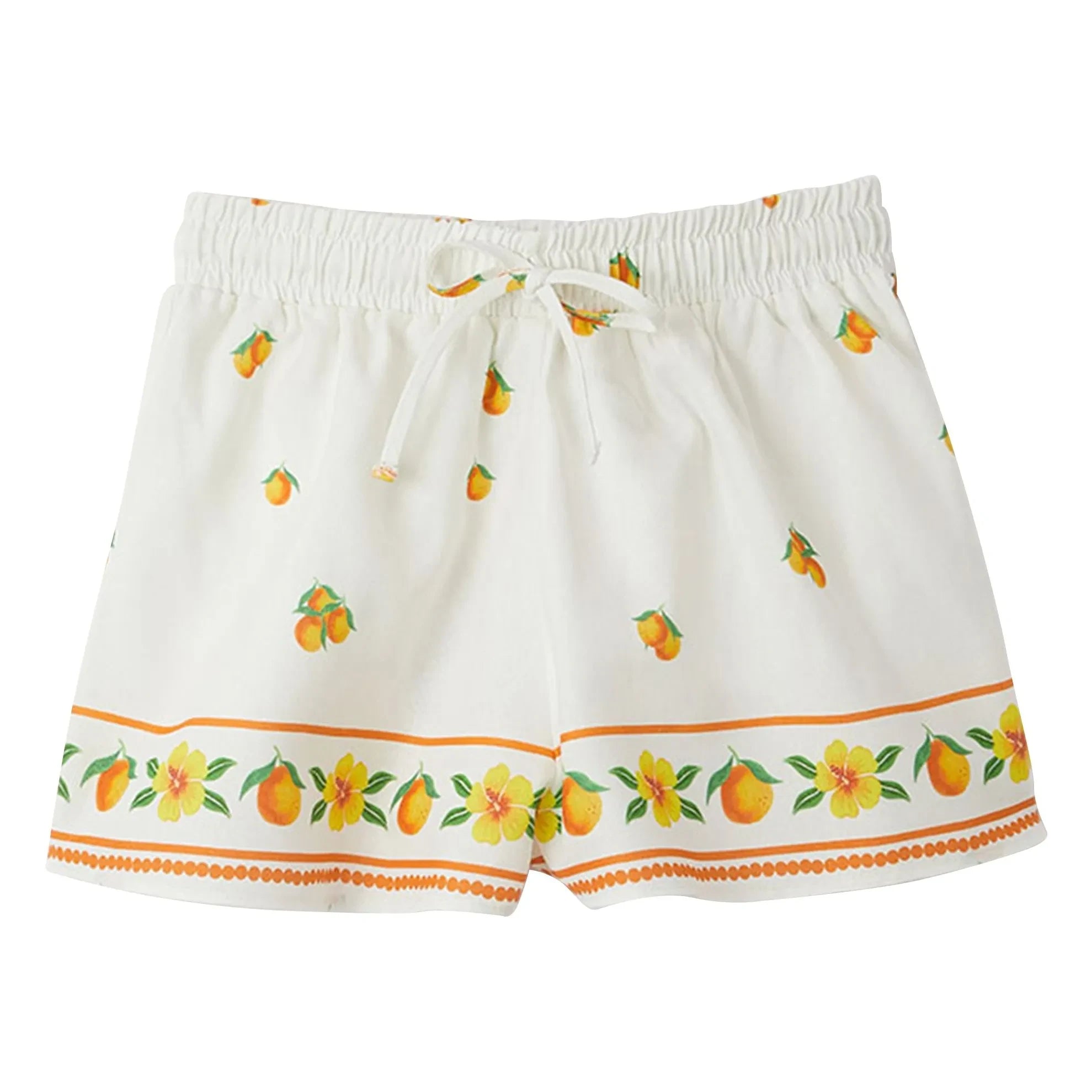 Fabula - Shorts mit orangen Schnürsenkeln | Weiß