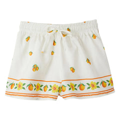 Fabula - Shorts mit orangen Schnürsenkeln | Weiß