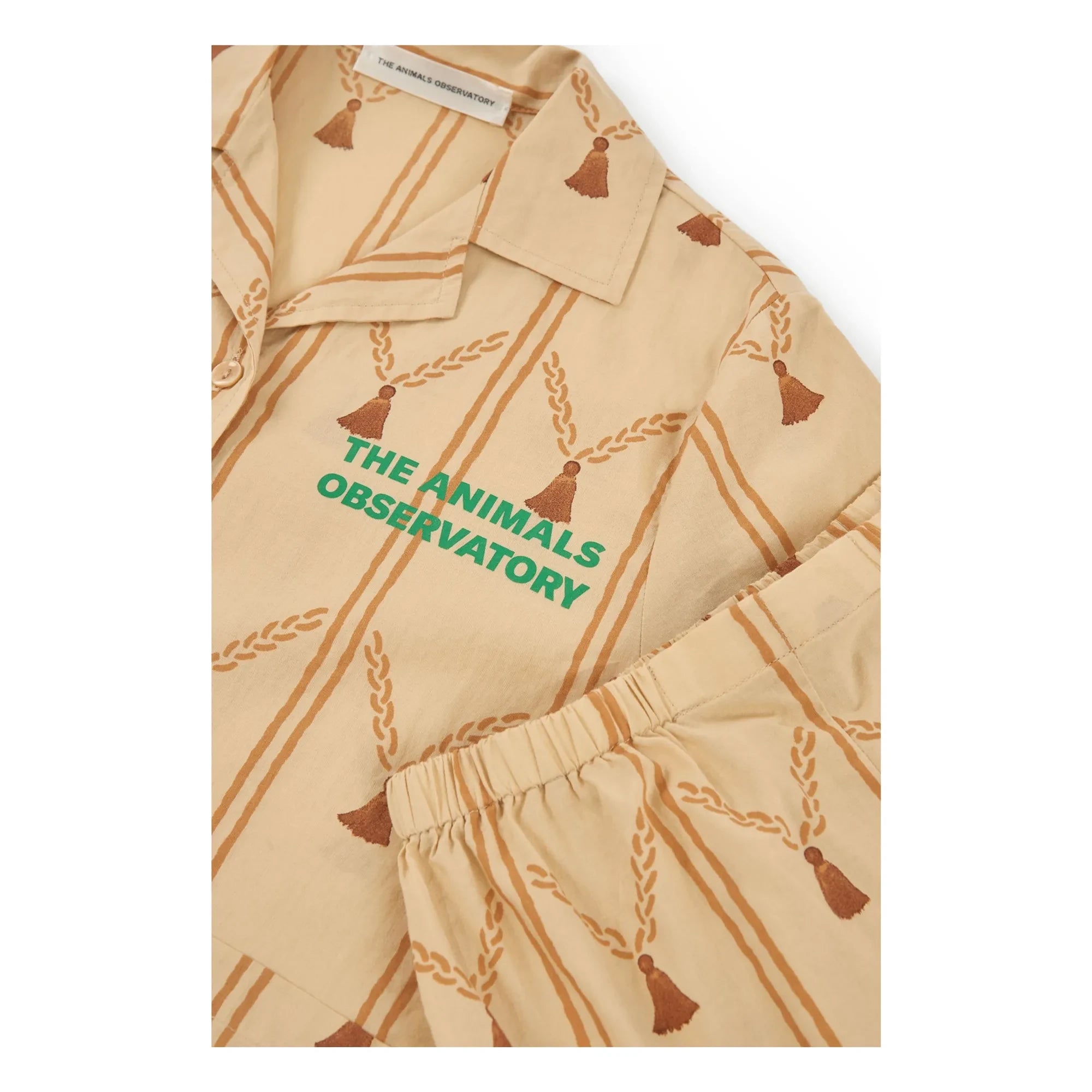 The Animals Observatory - Magpie Hemd und Shorts Set aus Bio-Baumwolle | Blassgelb