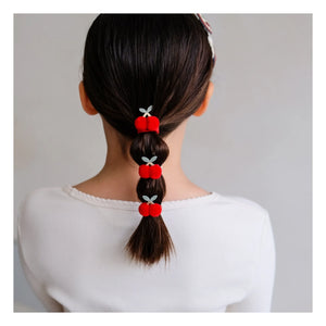 Mimi & Lula - 4er-Set Kirsche Pompon Haargummis | Rot