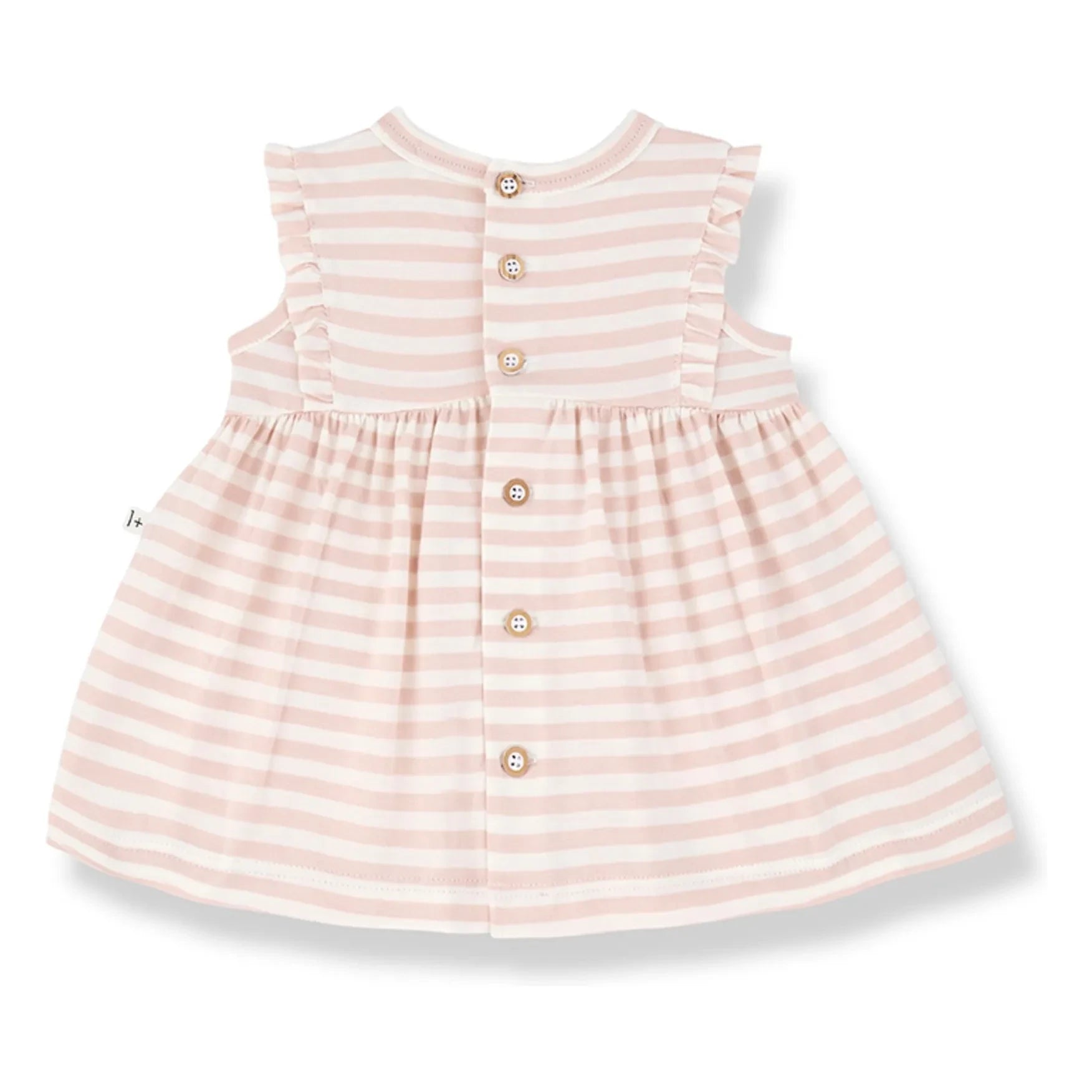 1+ in the family - Valentina Gestreiftes Kleid | Beige Rosa