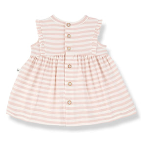 1+ in the family - Valentina Gestreiftes Kleid | Beige Rosa