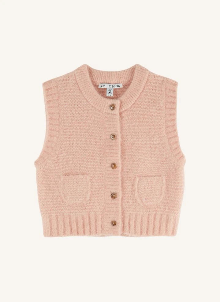 Emile et Ida - Ärmellose Alpaka-Weste | Rosa