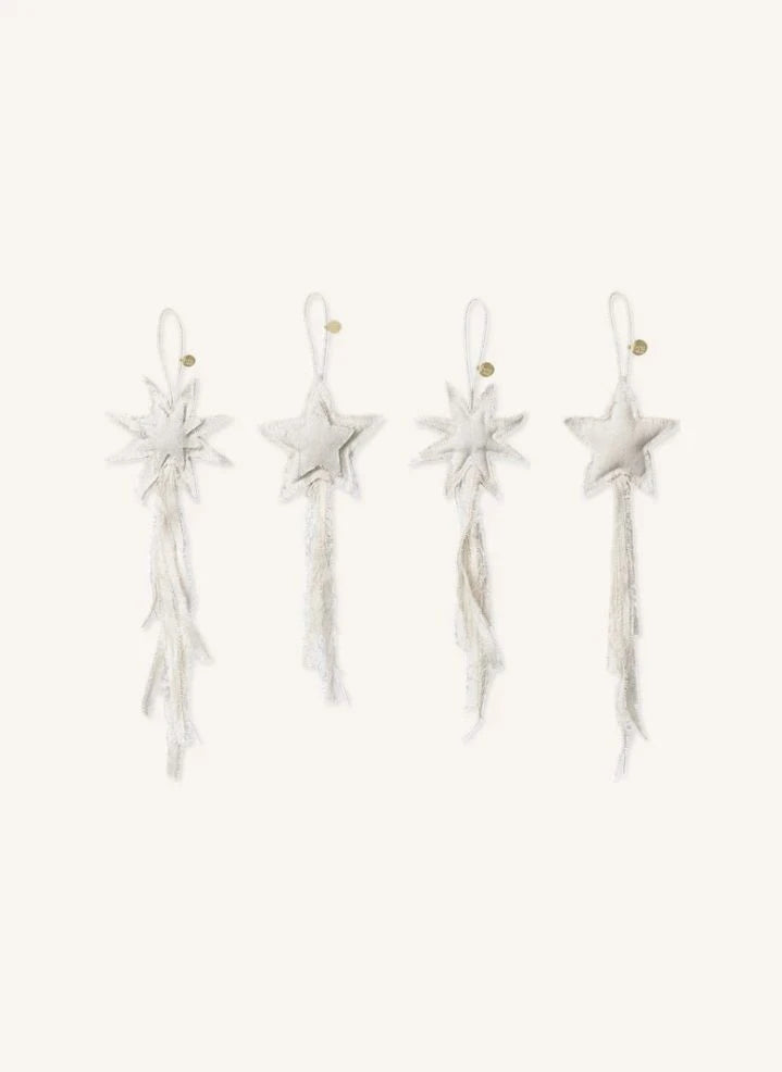 Ferm Living - Vela Star Baumwollbaumdekorationen - 4er Set | Weiß